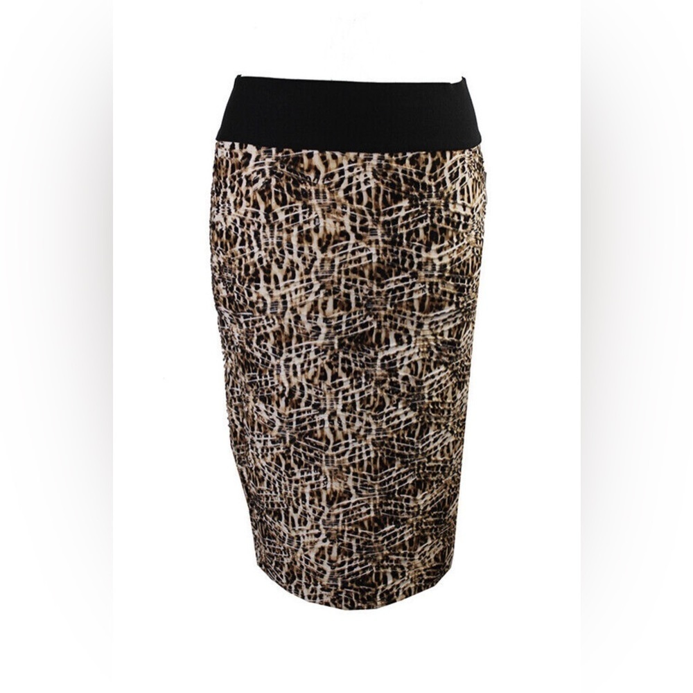 Inc International Concepts Brown Cheetah Print Pull-On Pencil Skirt